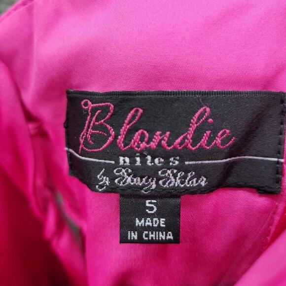 Blondie Nites Juniors Size 5 Hot Pink Lace Up Back Fit & Flare Mini Dress NWT - Picture 9 of 12